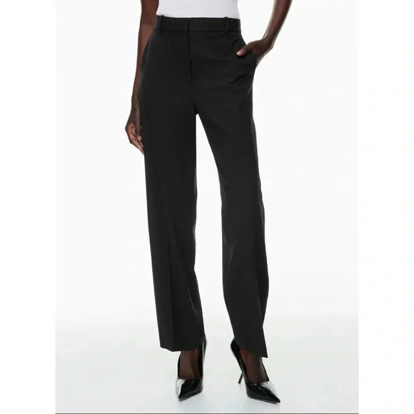 NWT Aritzia Babaton Agency Pant Wool Twill HIgh Waisted Trousers in Black Short - Picture 1 of 16